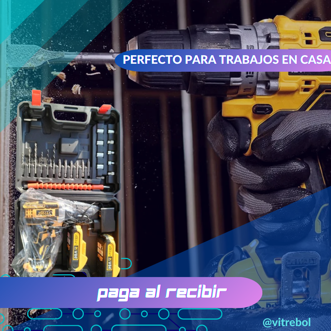 Taladro Inalambrico percutor 2 Baterias 98V tasbel - Potencia y Estabilidad en un taladro