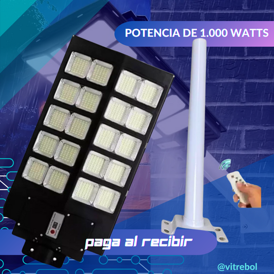 Lleva 3  LAMPARAS LED SOLAR  1000 watts-Imponentes y de alta calidad. Te Obsequiamos el tubo de instalación