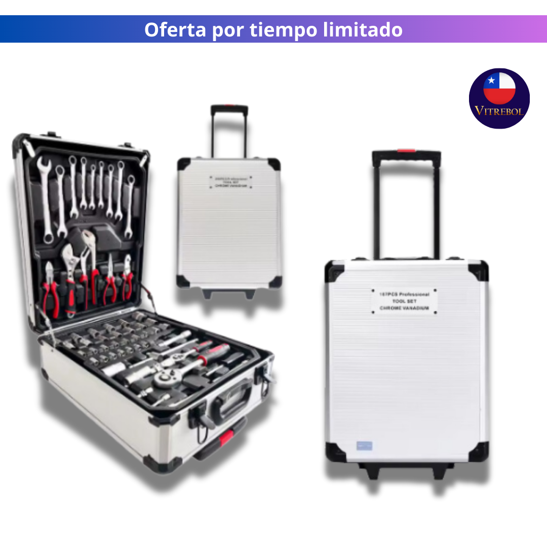 Maleta de herramienta de 4 niveles y 187 Piezas