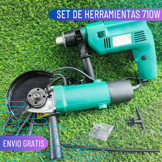 Set de Herramientas Taladro de Impacto + Esmeril para Máxima Potencia