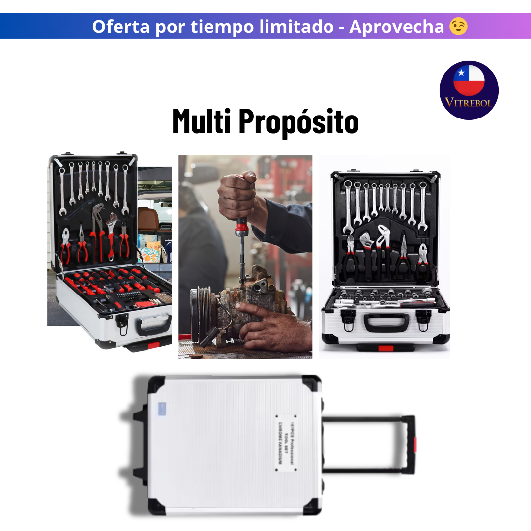 Maleta de herramienta de 4 niveles y 187 Piezas