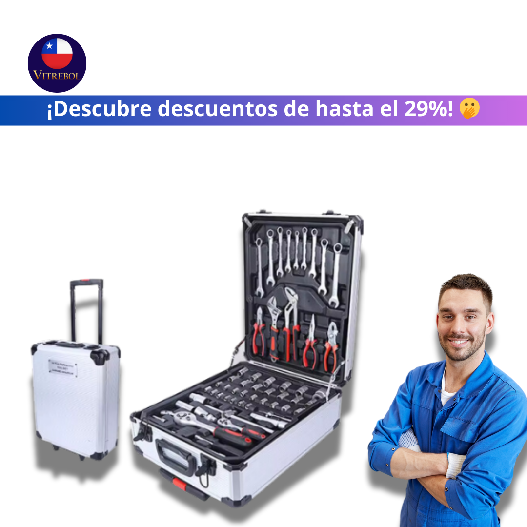 Maleta de herramienta de 4 niveles y 187 Piezas