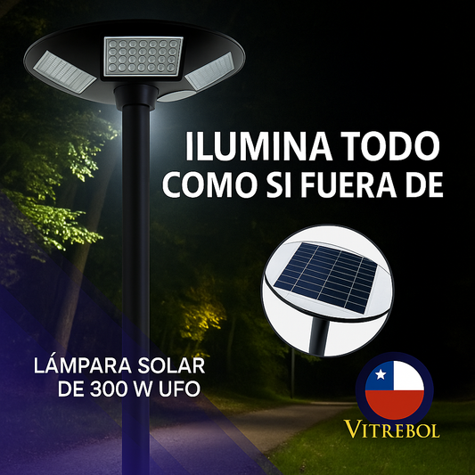 Foco Solar LED 300 watts UFO - ilumina con carga Solar sin gastar electricidad.