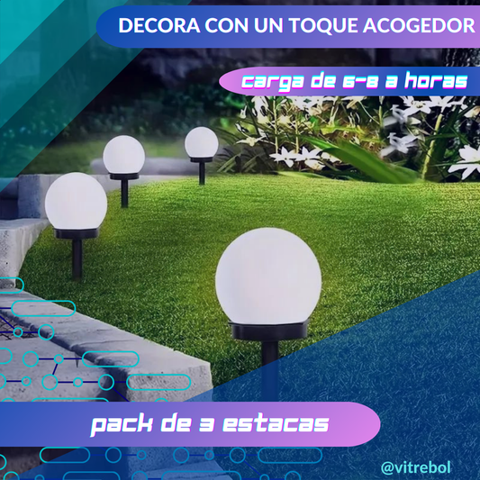 PACK 4 Estacas de carga solar - Ilumina tu jardín -Altura de 30cm