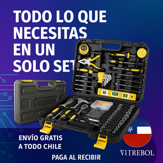 SET DE HERRAMIENTAS MULTIUSOS 108 PIEZAS – SOLUCIÓN TOTAL PARA TU HOGAR Y AUTO