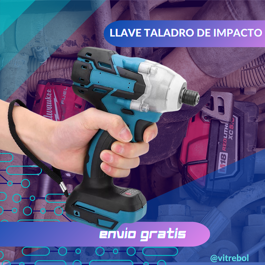 Llave Taladro de Impacto Inalambrico doble batería de 48v + Accesorios