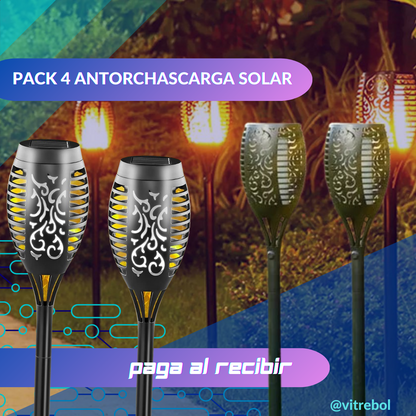 Antorcha de Carga Solar - Pack 4 unidades de 58cm de altura.